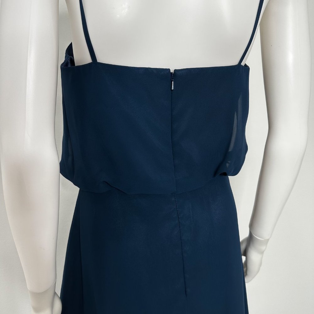 Abby Paris by Lucci Lu Blouson Chiffon Maxi Gown Bridesmaid Dress 93062 in Navy - Picture 13 of 17